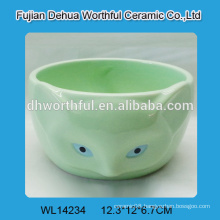 Green ceramic bowl in cute fox shape for wholesale